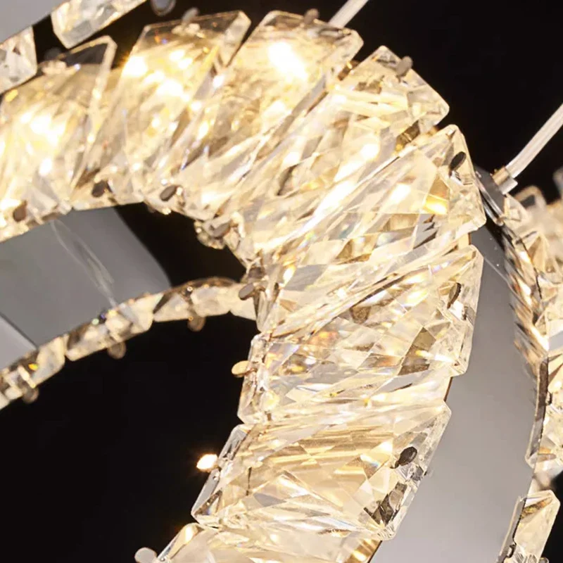 Modern Ring Crystal Restaurant Chandelier Living Room Center Table Kitchen Island Pendant Lamp Minimalist Decor Luster Fixture