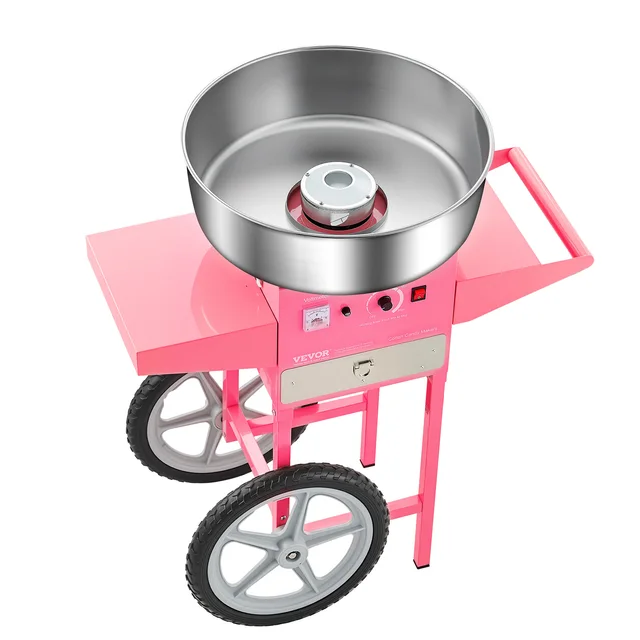SucceBuy Electric Cotton Candy Machine with Cart Commercial Candy Floss Maker with 20.5 in Stainless Steel Bowl Sugar Scoop Commercial Electric Cotton Candy Machine with Cart – 20.5" Candy Floss Maker