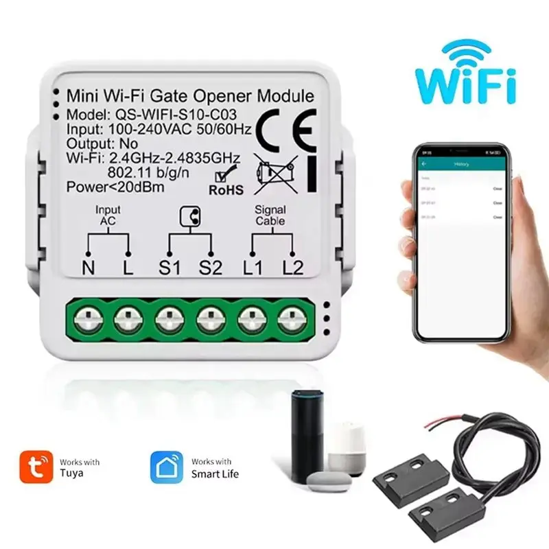 B44C 2X Tuya Garage Door Opener Controller Gate Door Switch Module For Alexa Google Home Yandex Voice Life Remote Control B