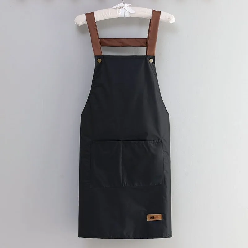 Kitchen Cooking Apron Women Men Waterproof Oil-proof Apron Household Work Clothes with Pockets for Hotel Resturant Coffee Shop