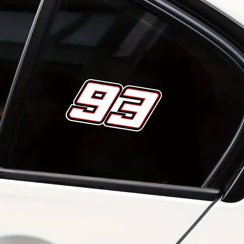 White Number 93 Sticker 1PC Waterproof Vinyl Decal Matte Cartoon Digit Graphic Laptop Helmet Motorcycle Tool Box Decor