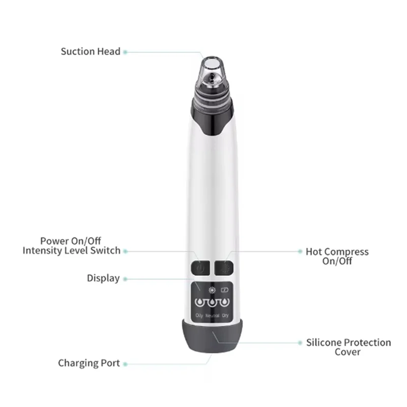 A05G-Hot Compress Blackhead Remover Pore Cleaner Electric Nose Face Deep Cleansing Skin Care Device