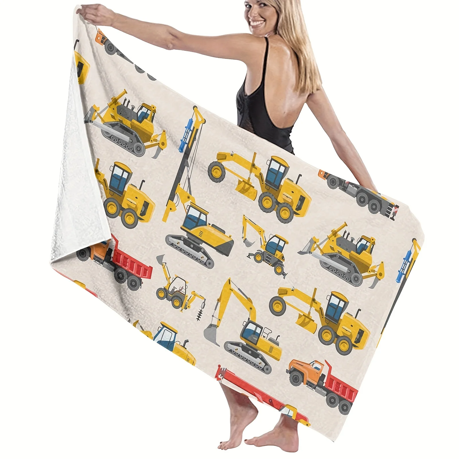 

Digger Pool Towels Bath Towel Super Absorbent Quick Dry Microfiber Beach Towel Thickened Soft Sand Free For Kids Adult