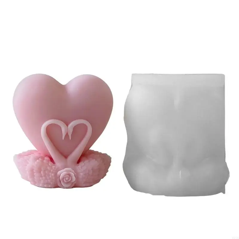 W0YA Entzückende herzförmige Cygnus-Silikonform, tragbar für Heimdekoration, Bastelbedarf