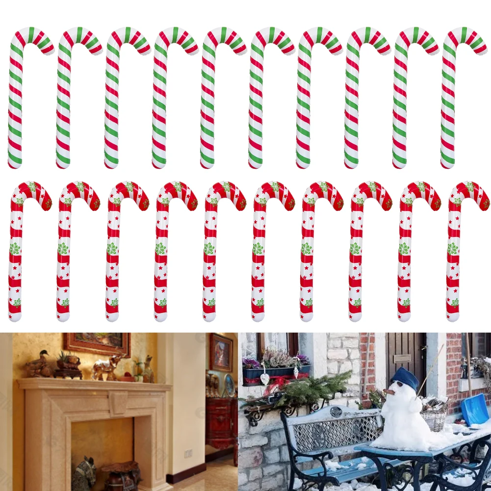 Front Door Outdoor Christmas Decorations Inflatable Candy Canes 7.5cm Thick Playful Touch Striped Design Easy To Install