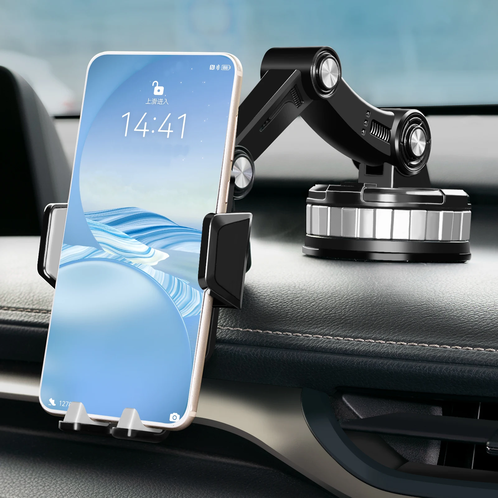 ROBOTIC Kfz-Kofferraum- und Armaturenbrett-Handyhalterung mit Saugnapf für iPhone und Samsung – auch als Ladegerät nutzbar