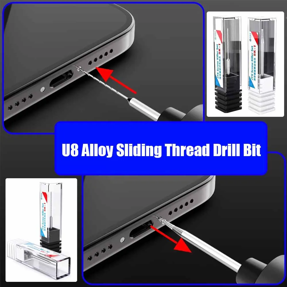 

U8 Сверло с скользящей резьбой из сплава, набор из 2 шт., для удаления зачищенных винтов, легко обратные инструменты для поврежденных винтов