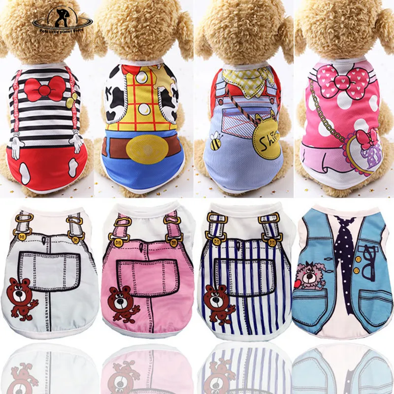 Small Pet Dog Clothes Vest Down Coat Cartoon Cute Chihuahua T-shirt Puppy Yorkshire Terrier Puppy Bulldog Ropa Perro