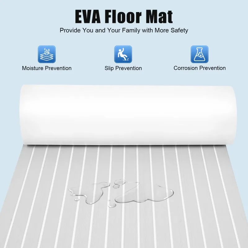 

【Best Choice】240cm×90cm EVA Foam Teak Floor Mat for Boat Deck RV Yacht Self-Adhesive Water-proof Non-slip Cuttable Upgrade Not E