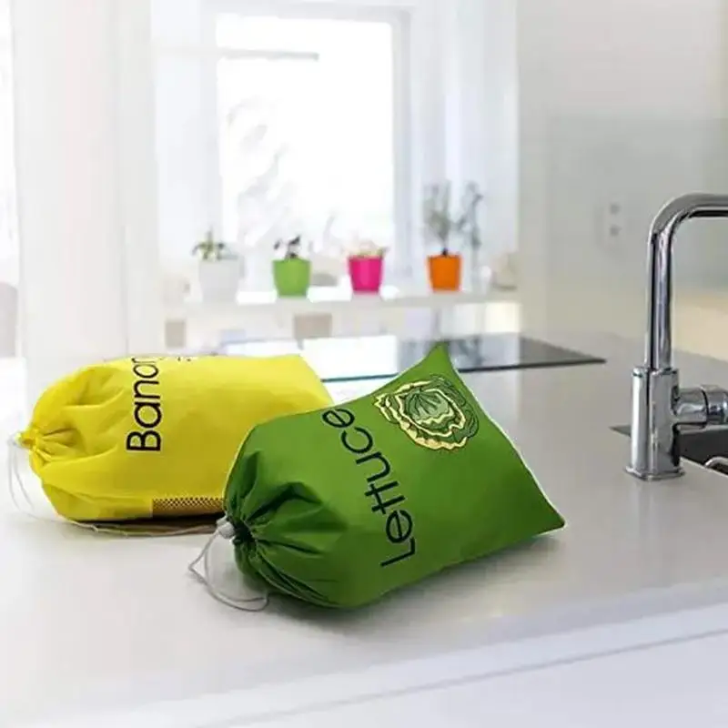 Banana Preserving Bag Washable Produce Bags With Drawstring Portable Storage Bag Prevents Odor For Banana Fruits