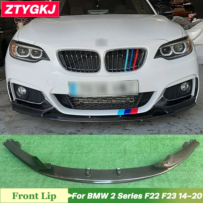 M Style Carbon Fiber Front Bumper Lip Spoiler For BMW 2 Series F22 F23 MT Tuning 2014-2020