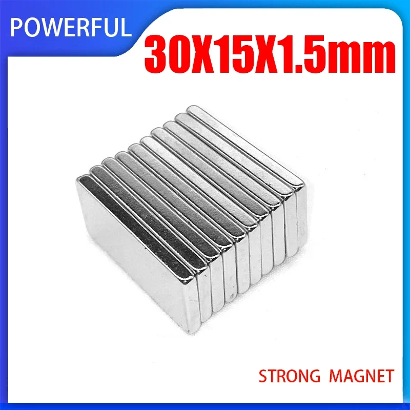 2~100PCS 30x15x1.5mm Block Magnets 30mm x 15mm x 1.5mm N35 Permanent NdFeB Super Strong Powerful Magnets 30*15*1.5mm