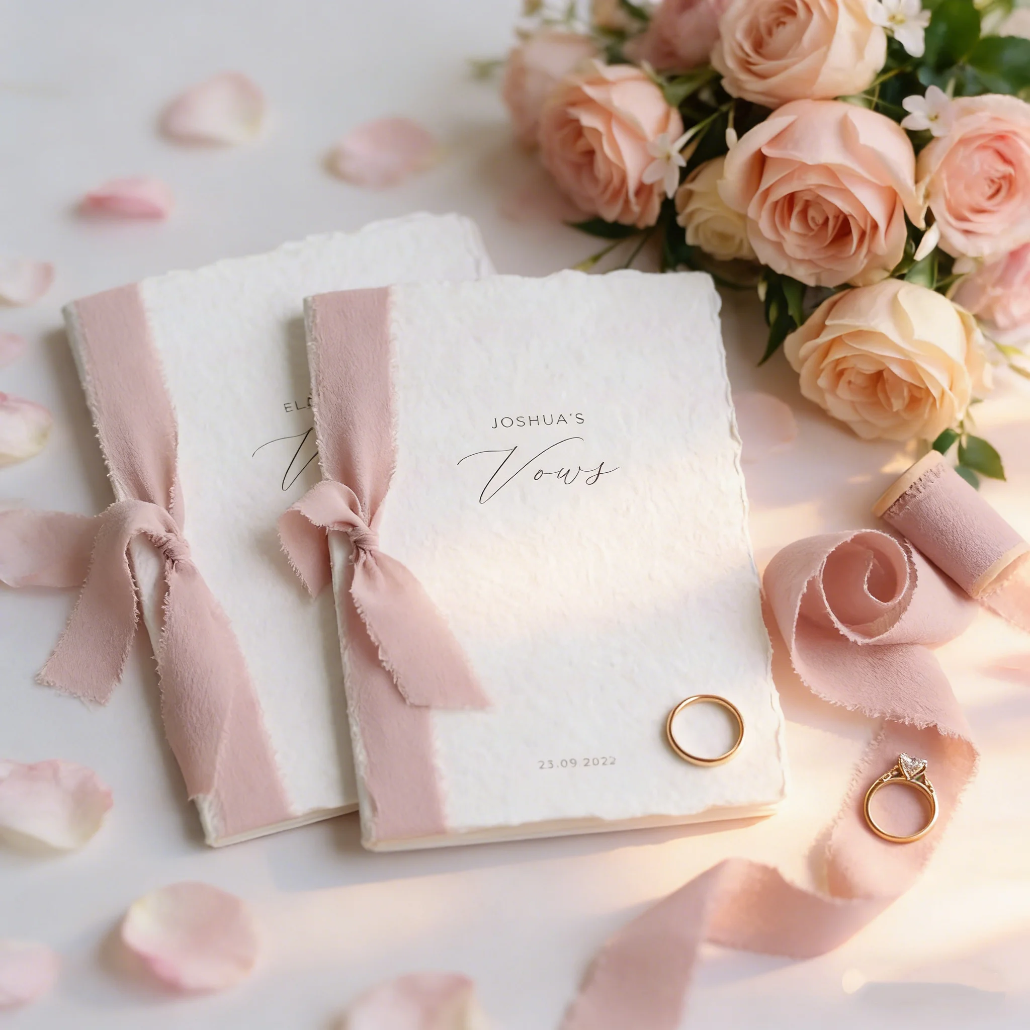 

Набор из 2 персонализированных свадебных книг для клятв, премиальная бумага ручной работы с шелковой лентой, индивидуальные книжки для клятв для невесты и жениха