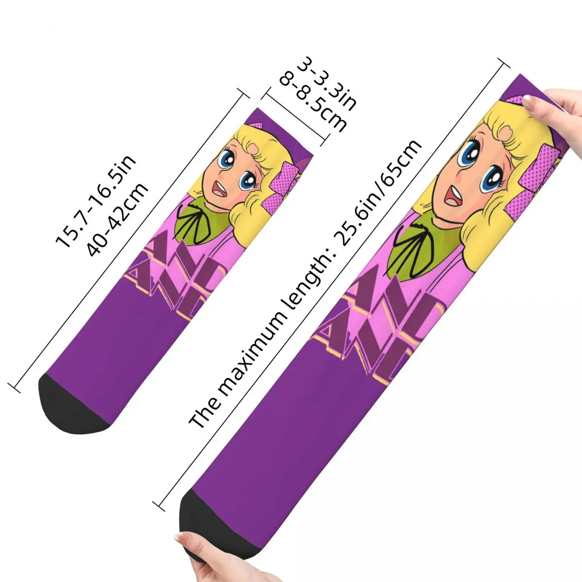 Hip Hop Retro Purple Girl Crazy Men\'s compression Socks Unisex Candy Candy Anime Street Style Pattern Printed Crew Sock