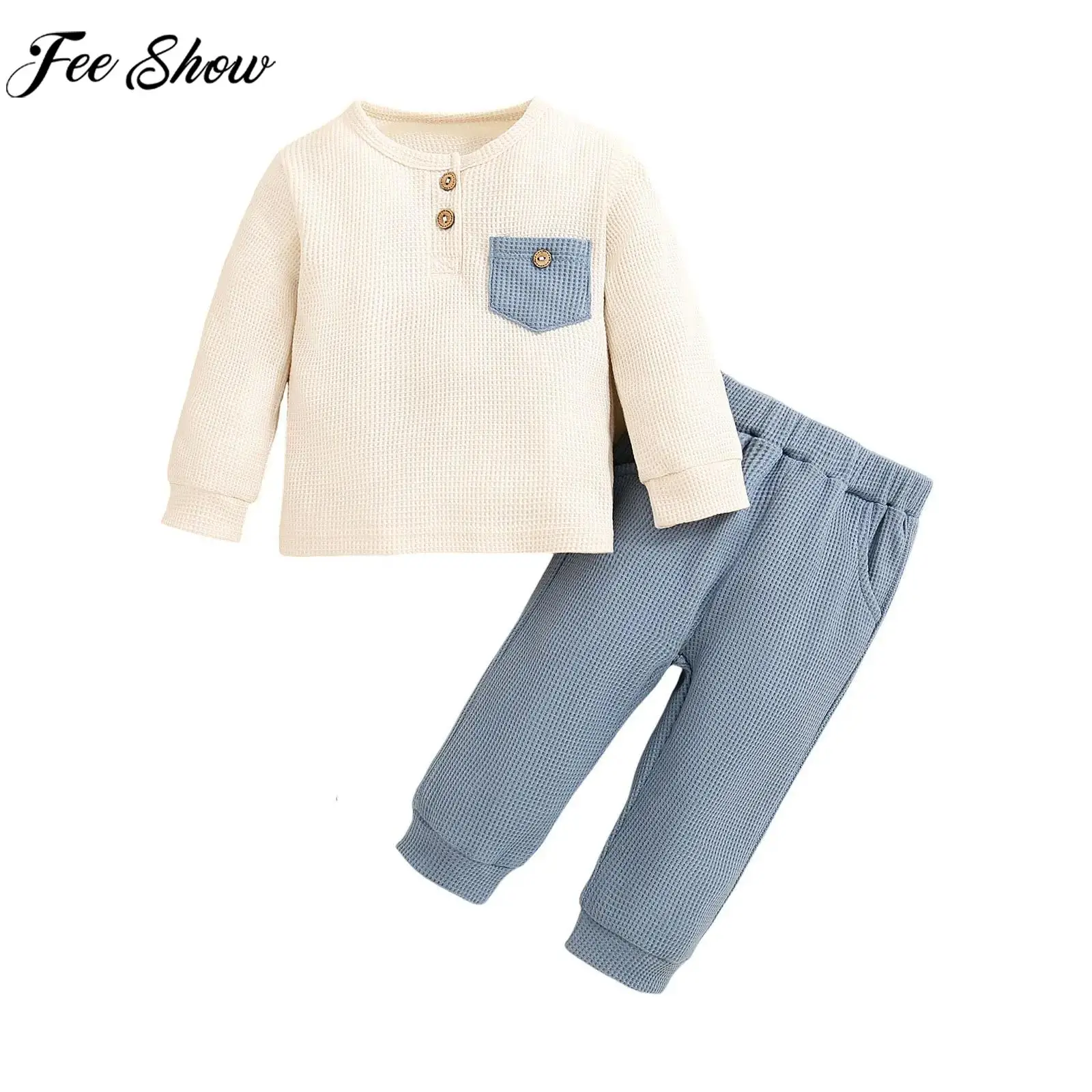 

Baby Spring Autumn Casual Clothes Set Long Sleeve Top with Elastic Waistband Pants for Daily School Wear Sleepwear Loungewear