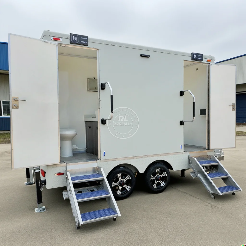 Portable Toilet Trailer Luxury Restroom Trailer Outdoor Caravan Shower Steel Modern Toilette Mobile Bathroom WC