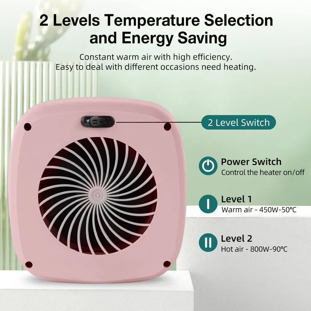 Heater 2 Seconds Fast Heating Compact Portable Adjustable Thermostat Control Overheat Protection Low Noise Heater