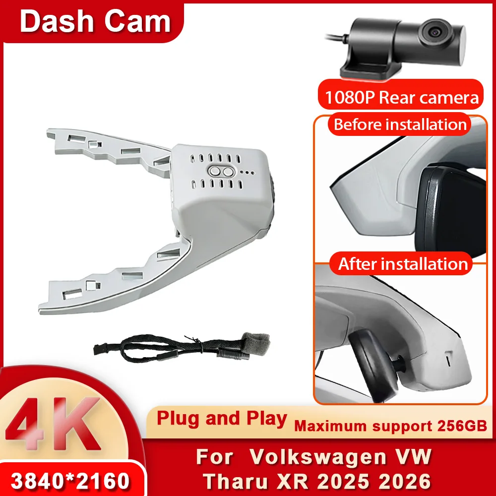 

4K UHD 2160P WiFi Car DVR Dash Cam For VW Volkswagen Tharu XR 300TSI Comfort Edition 2025 2026 Plug and Play Video Recorder APP