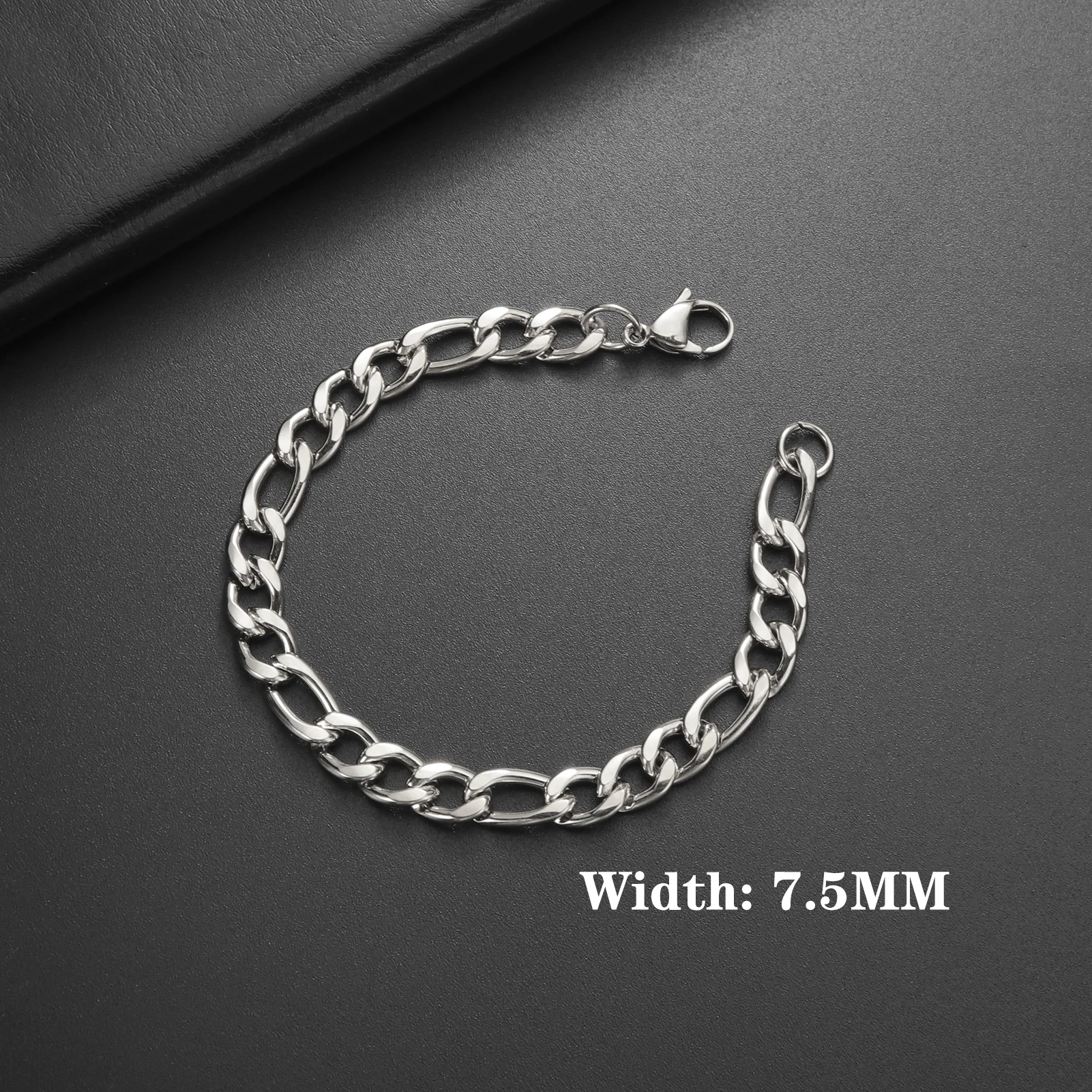 Lucktune Figaro-Kettenarmband für Männer und Frauen, Edelstahl, Breite 3–10 mm, Armbänder, Punk-Schmuck, Paar-Geschenk, Pulsera Hombre, Neu – Detail 24
