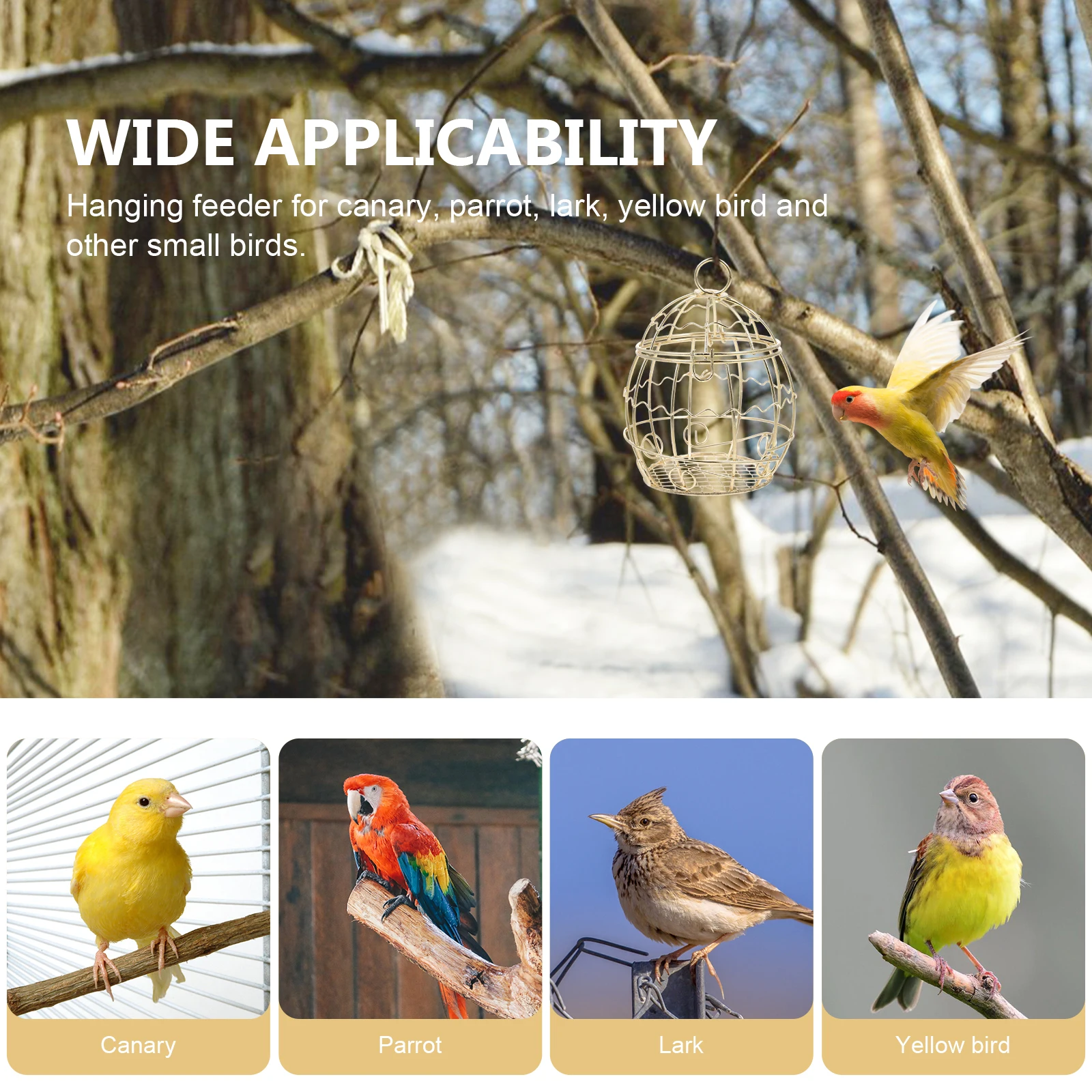 

3Pcs Bird Suet Feeder Hanging Suet Holder Smooth Surface No Burrs Easy Clean Garden Yard Lawn Iron Wire Bird Feeder