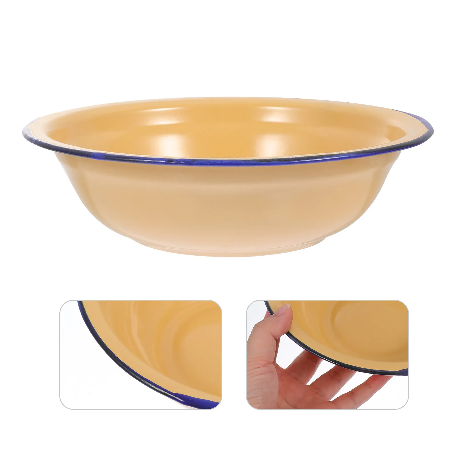 2Pcs Thickened Enamel Soup Basins Simple Design Home Restaurant Hotel Multipurpose Soup Plates Enamel Basin Simple Basin