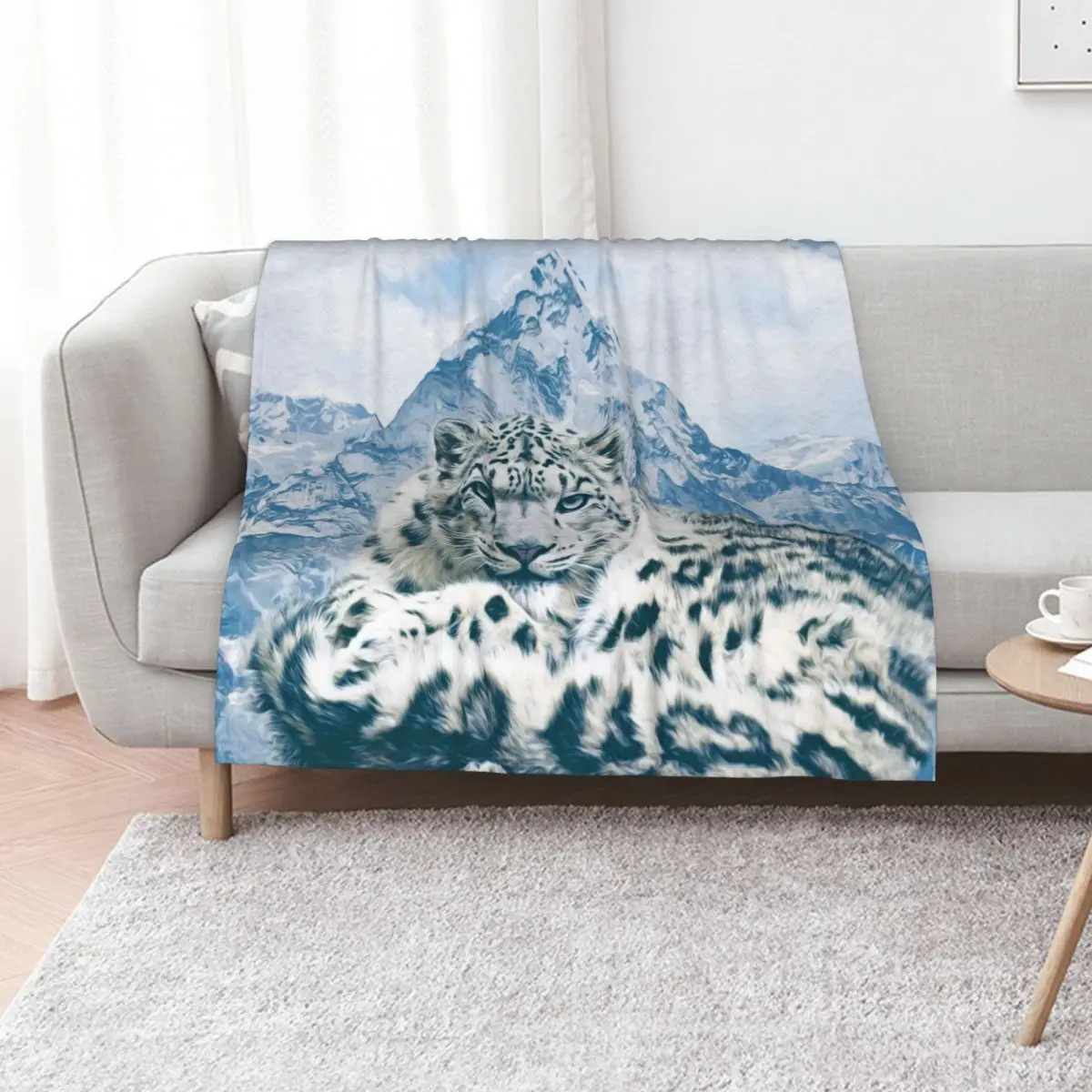 Snow Leopard Over the Mountains Throw Blanket Bed covers Blankets For Bed Cute Plaid Thermal For Sofa Thin Heavy Blankets