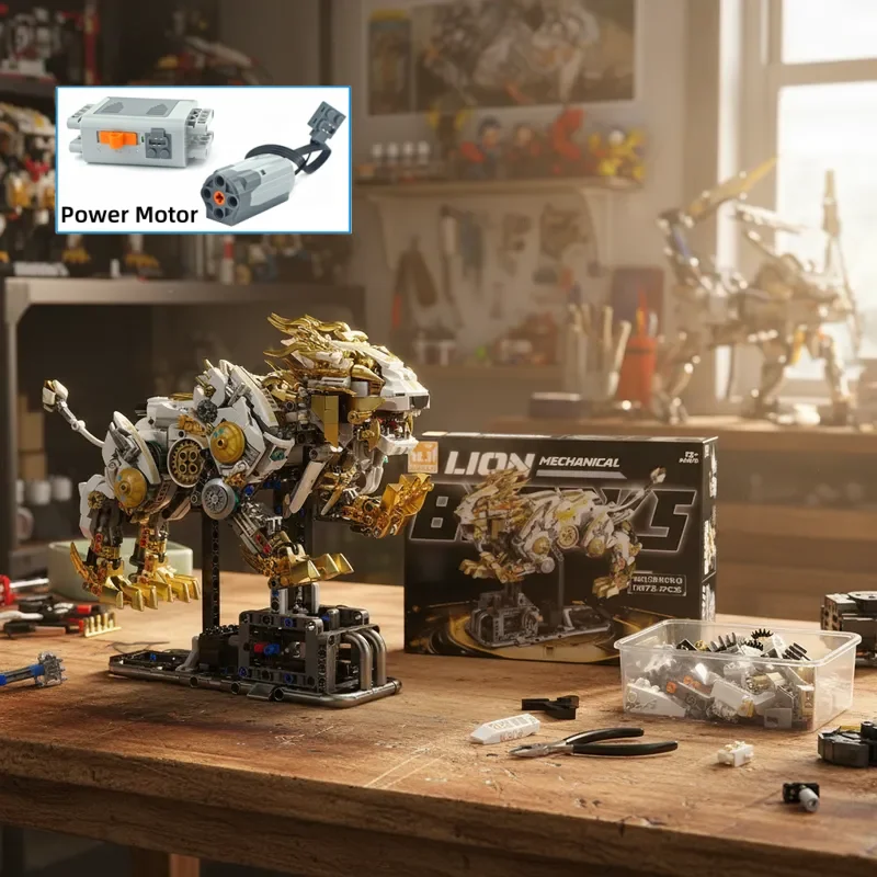 

Набор механических строительных блоков «Лев» (1073 детали), креативные технические кирпичики с подвижными элементами, набор для сборки MOC, подарок для взрослых и детей