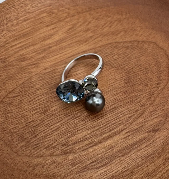

charming south sea black pearl ring size 7-10