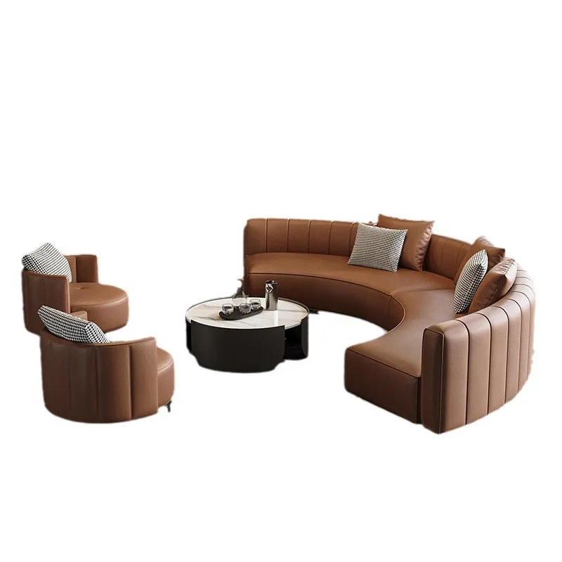 

Curved semicircular U-shaped business card seat sofa light luxury modern leisure creative rest area meeting reception sofa