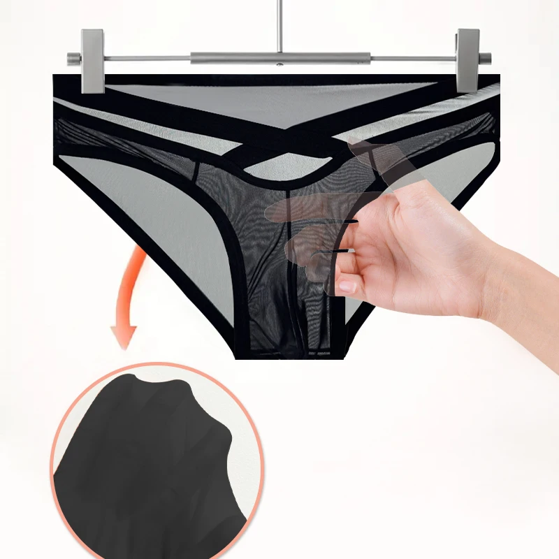 ADANNU Men‘s Mesh Briefs Cross-Front Design Sheer Thin Fabric Breathable U-Shaped Pouch Underwear
