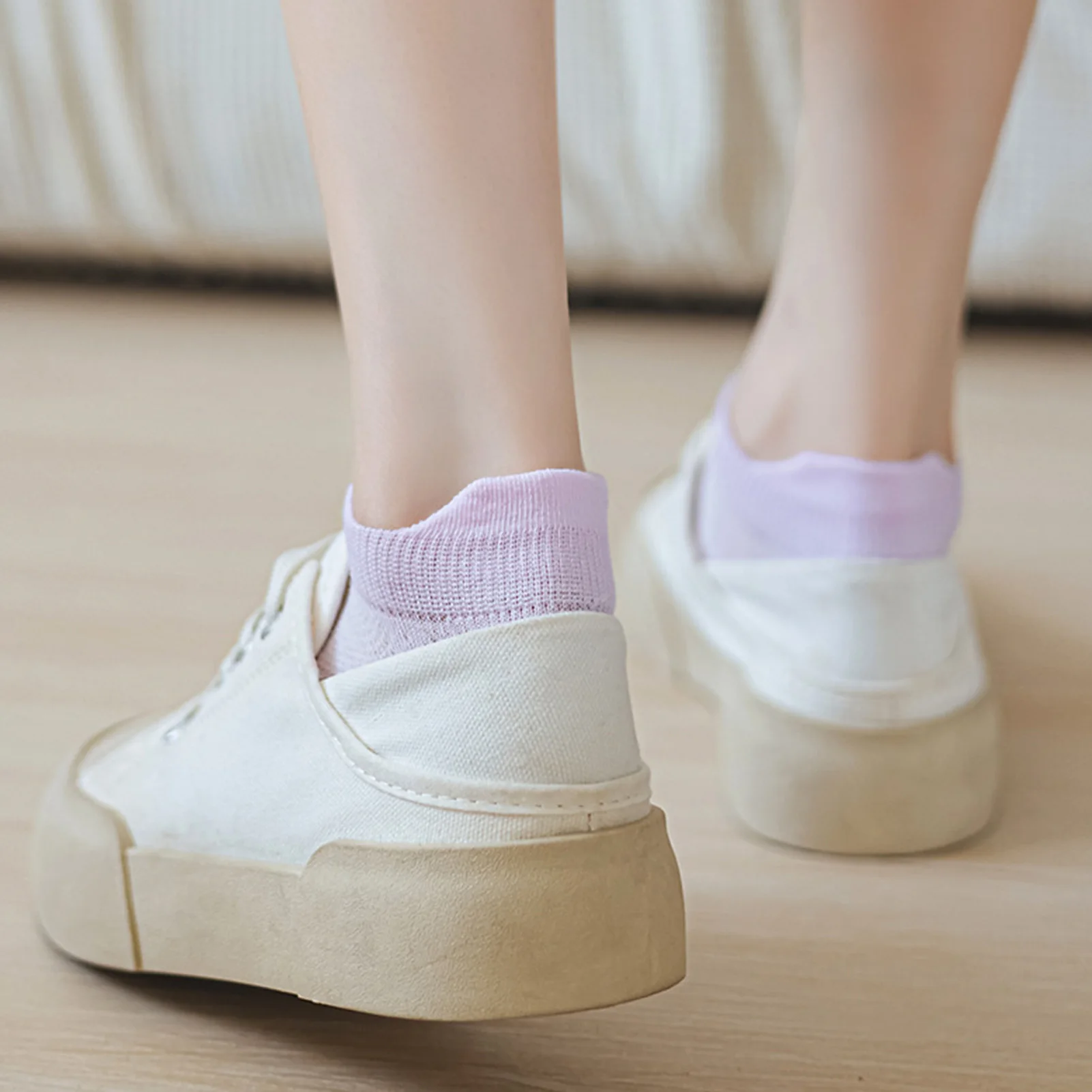 

Summer Mesh Shallow Mouth Socks Anti-falling Heel Solid Color Ankle Socks for Women Slipper Socks Local Shipping