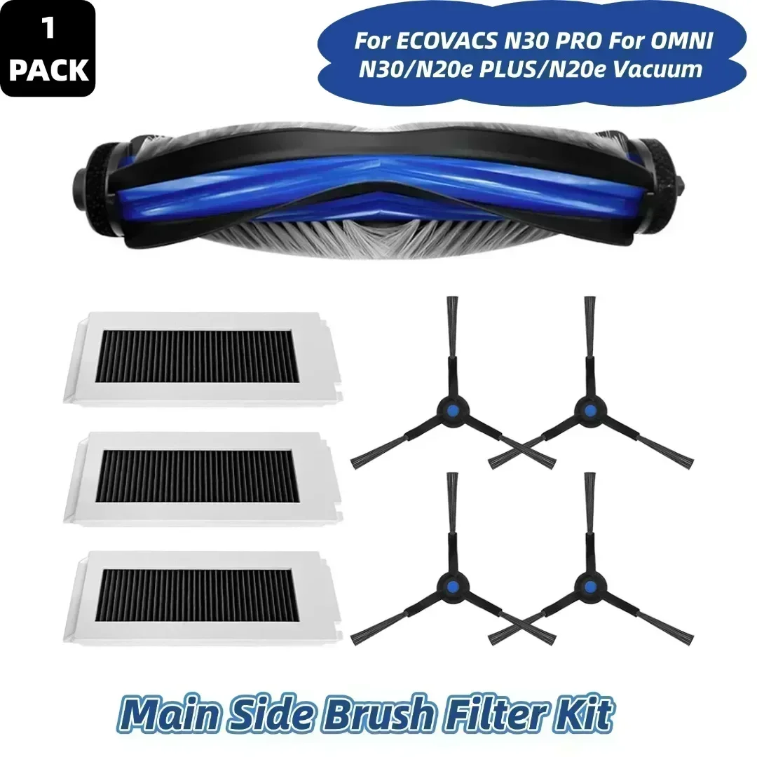 

Nylon+Plastic+Filter Paper Main Side Brush Filter Kit For ECOVACS N30 PRO OMNI/N30 OMNI/N20e PLUS/N20e Sweeping Machine Parts