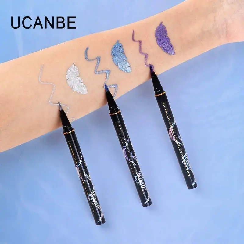 Ucanbe Metallic Silver Shimmering Color Waterproof Smudge-Proof Makeup Artist Performance Eyeliner Pen