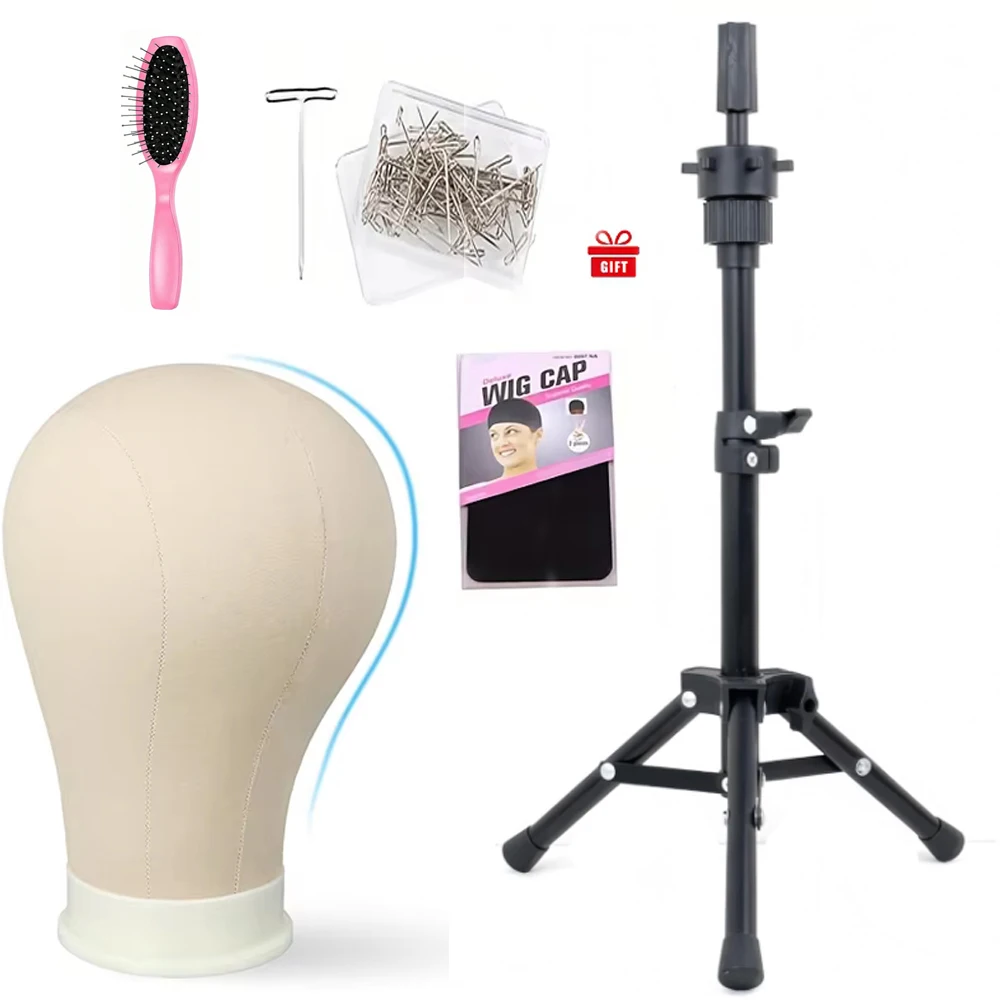 Styling Practice Mannequin Head Set with Adjustable Stand