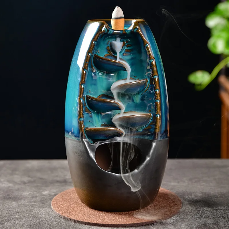 

Smoke Waterfall Backflow Incense Burner Mountain River Incense Holder Censer Zen Ceramic Incense Burner Home Decor Handicraft