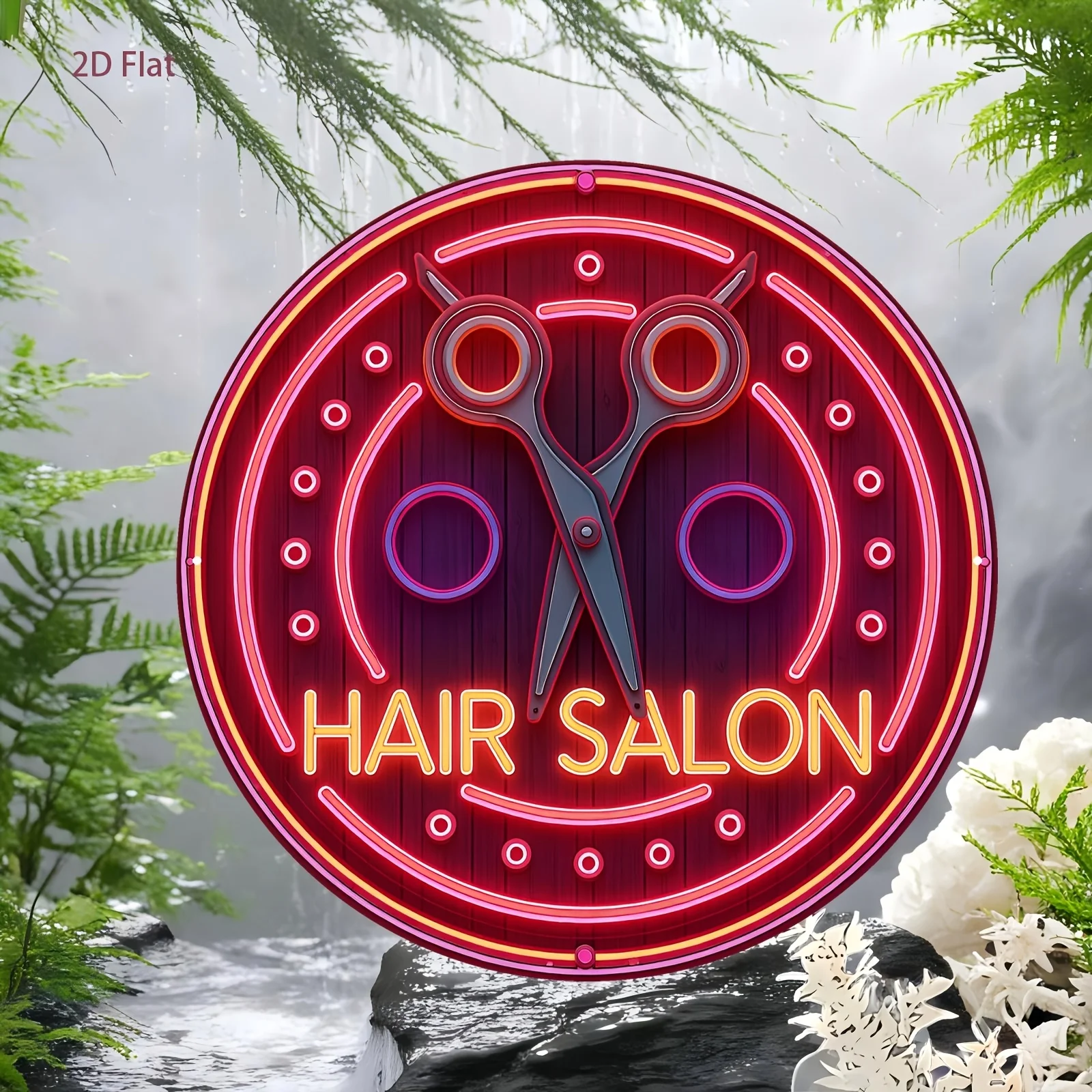 CIFBUY Retro Neon Hair Salon Sign Aluminum Wall Art Waterproof Fade Resistant Durable Metal Decor for Home Bar Shop Office