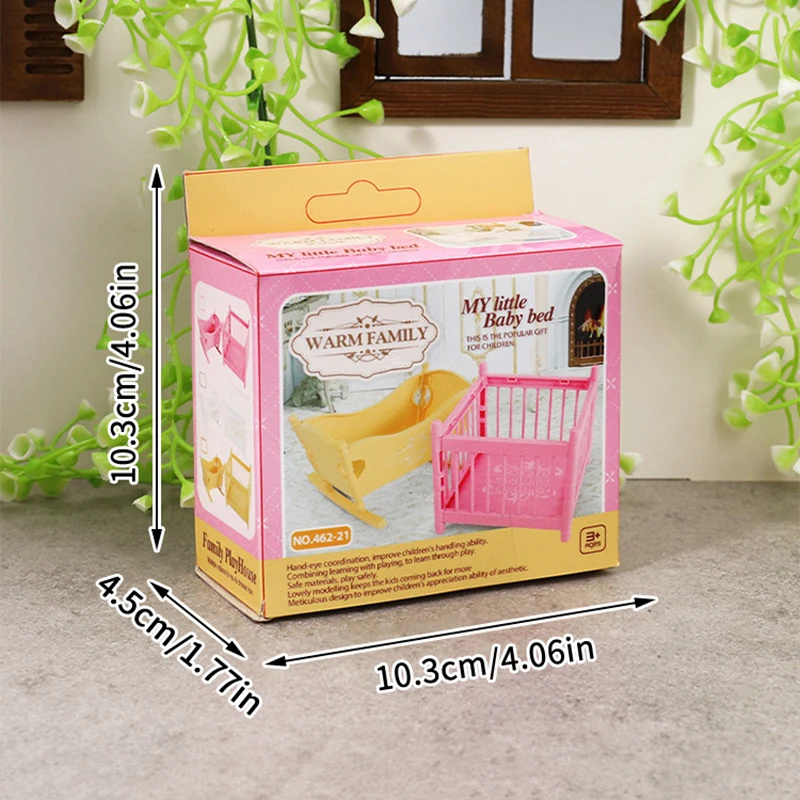 

Xm 1Set new 1:12Dollhouse Miniature Cradle Crib Surround Bed Furniture Bedroom Model Decor Toy Doll House Accessories