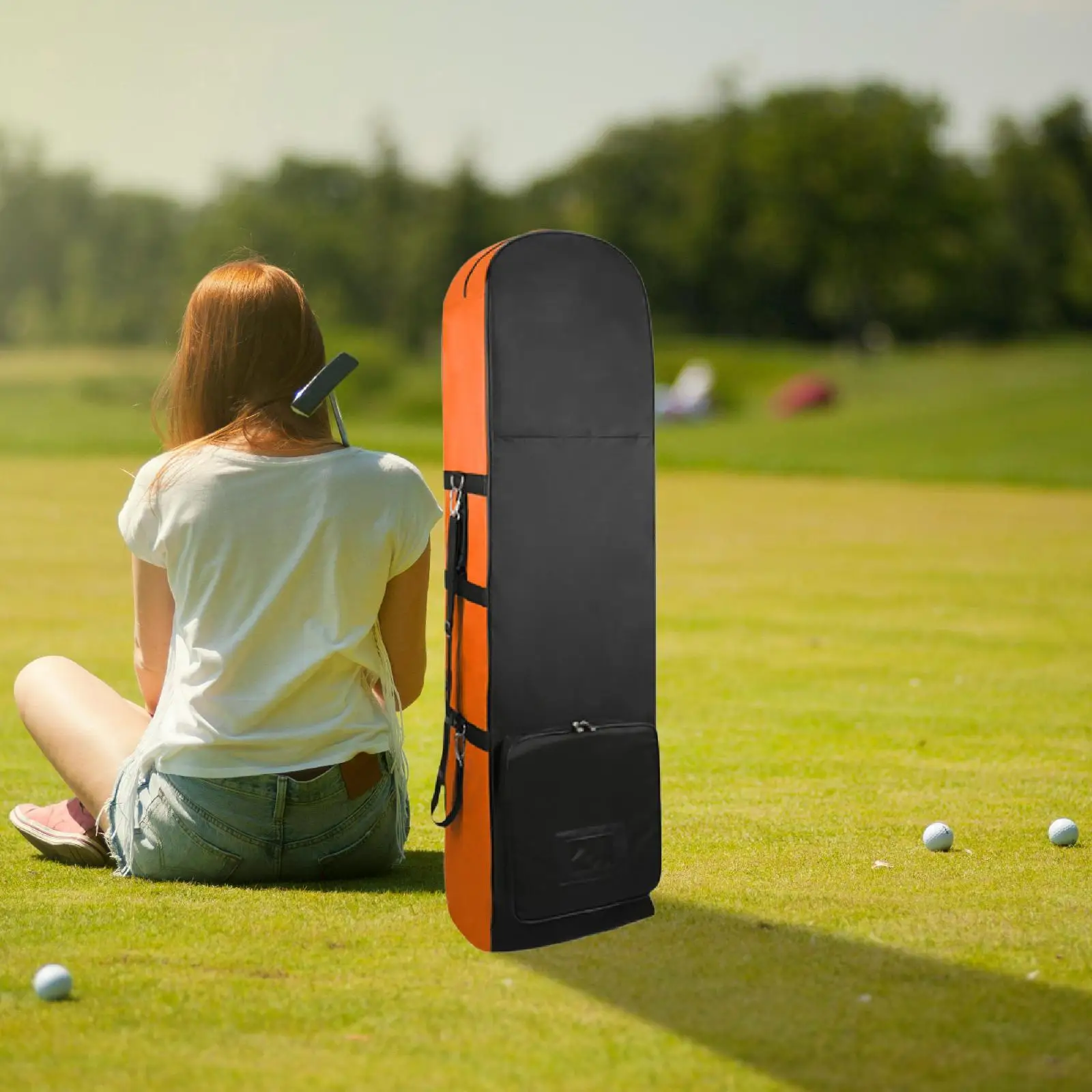 

Portable Foldable Golf Bag Cart Heavy Duty Carry Case with Wheels for Golf Clubs Airline Travel and Car Trunk Storage