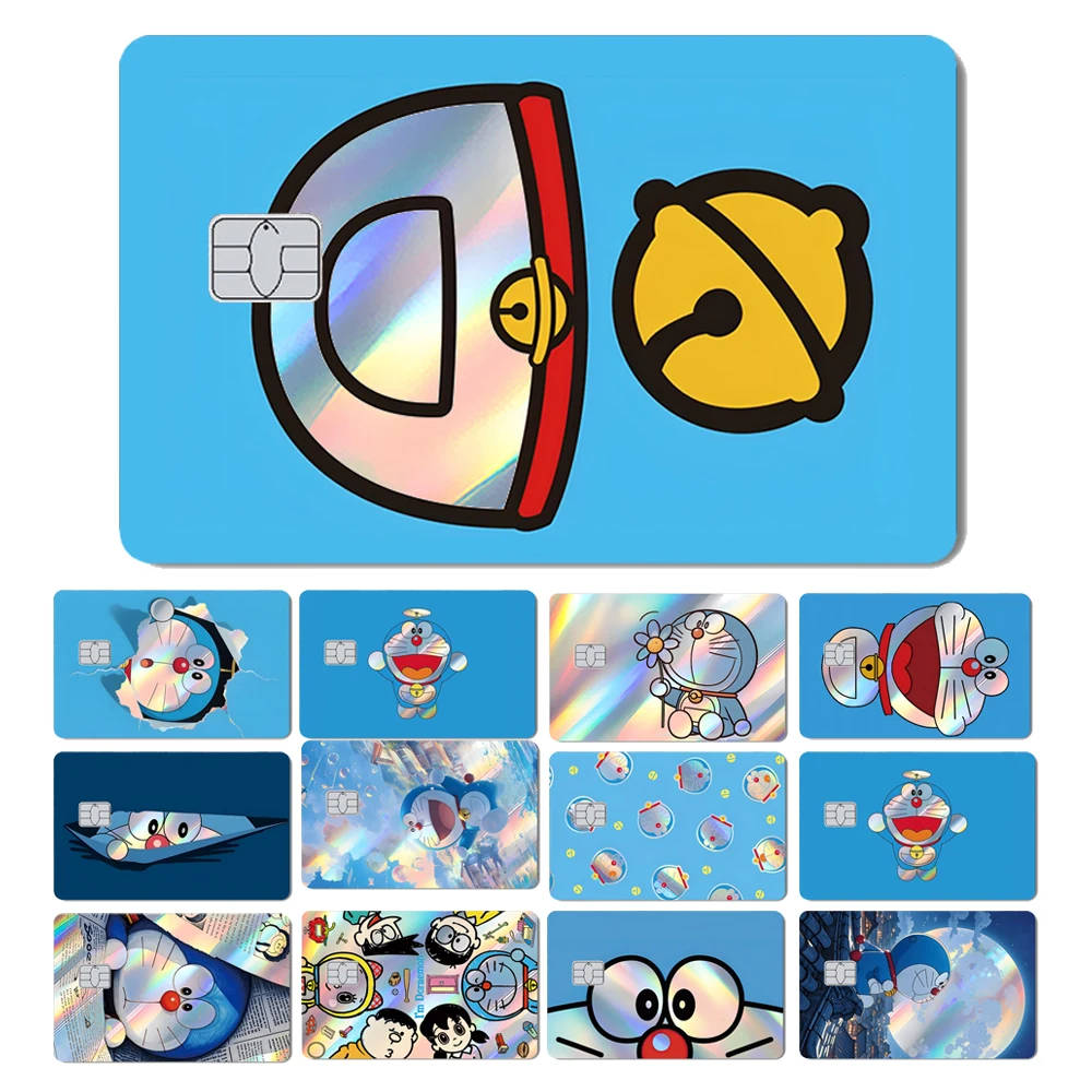 Magic Shark Cartoon Kawaii Doraemon Holographic Laser Shinny Debit Bank Credit Card Sticker Film Skin