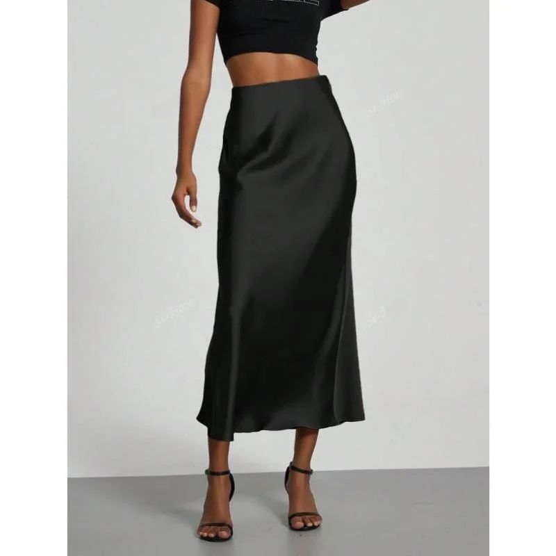 

Silk Elastic Waist Midi Skirt Ci Walk Vintage Sle Nine Points Pants Large Size Tee Acetate Fiber Other Material 00%