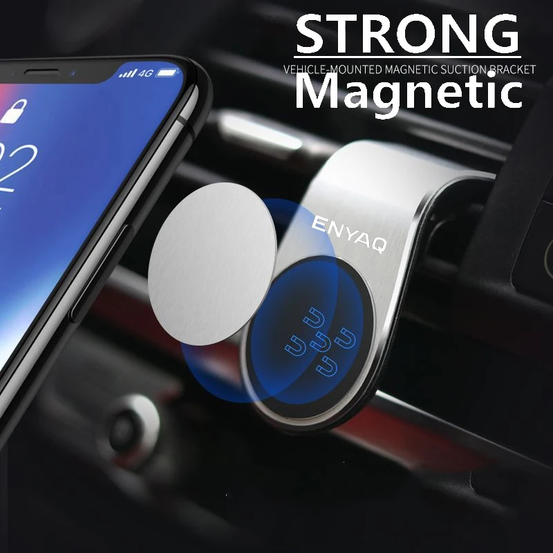 For skoda Enyaq Logo Car Phone Holder GPS Mount Holder Air Vent Clip 360 Metal Magnet Phone StandInterior Interior Accessories - view 4