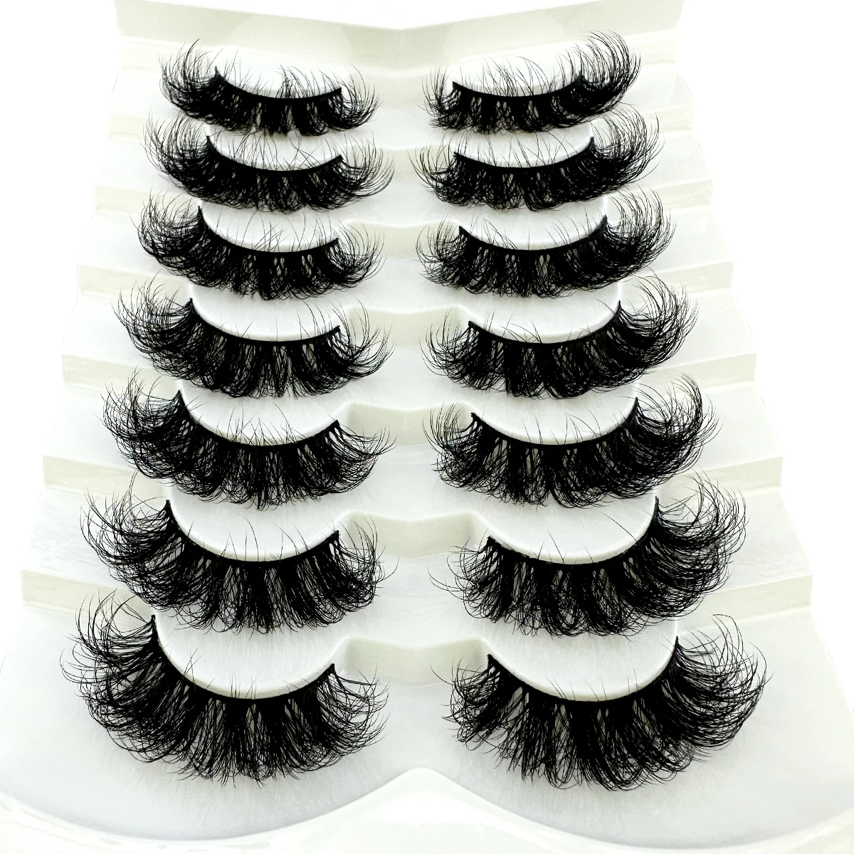 New 7Pairs Eyelashes Faux Mink Eyelashes Long Lasting 3D Fluffy Mink Lashes Dramatic Volume lashes Extension Thick Long