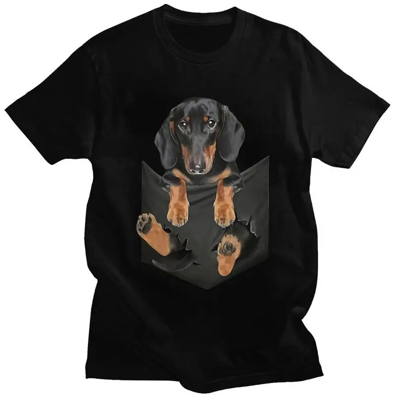 Funny Dachshund T Shirts Short Sleeves Cotton Tshirts Novelty T-shirt Sausage Badger Wiener Dog Tee Tops Loose Fit Apparel