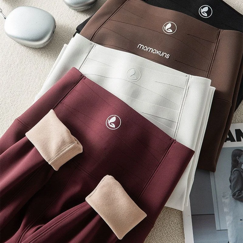 

Sle Fce-Lined Yoga Pants Women's Light Warm arkskin Print No Tag Underwear Long Trousers Nylon Fabric