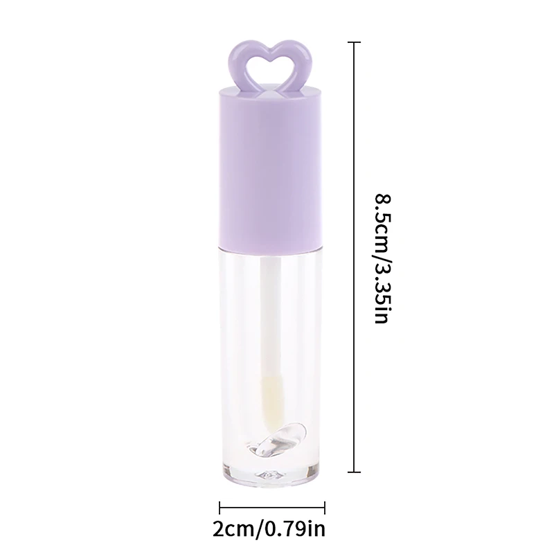 2.5ml ピンクのハート型リップエナメルチューブ、キーホルダーとブラシ付き、リップグロスチューブ、空ボトル、リップグレイズ容器、メイクアップツール
