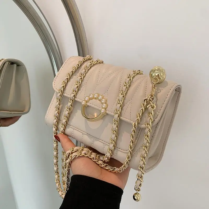 Women\'s PU Leather Shoulder Bag Fashion Commuter Trend Chain Bag Senior Celebrity Versatile Crossbody Bag Mobile Phone Bag