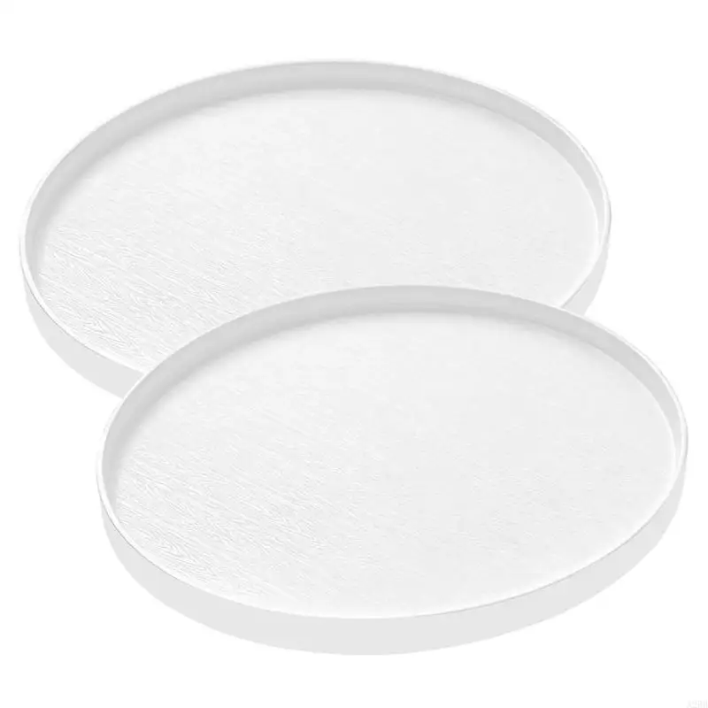 Counter Display Tray Set, Round Plastic 2 Piece Serving Trays with Raised 11.81 in for Table and Drink Service A2BB
