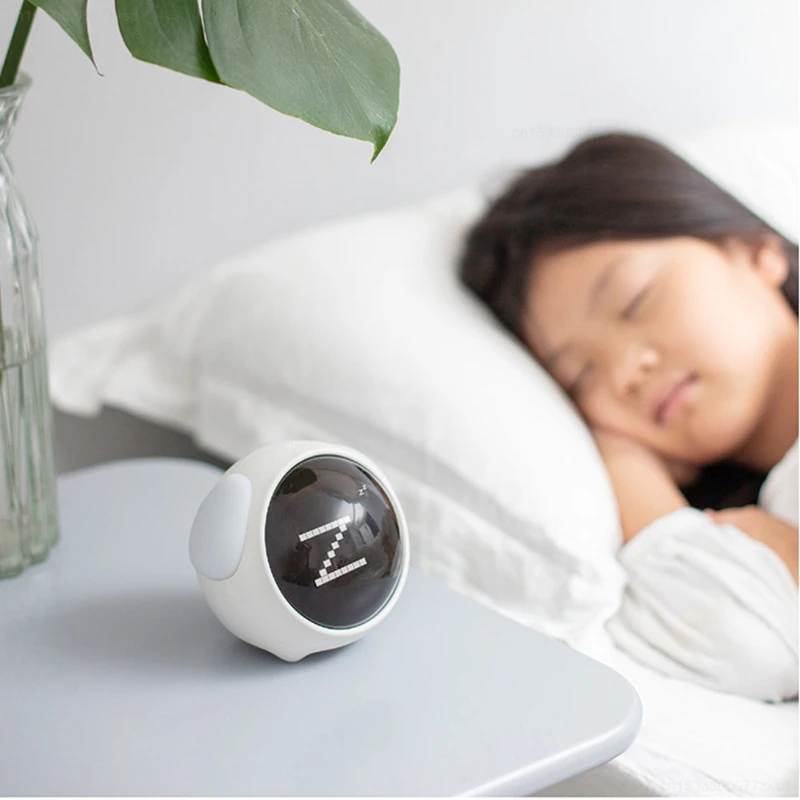 Xiaomi น่ารัก Expression นาฬิกาปลุก Snooze เด็กนาฬิกาปลุกดิจิตอล Voice Control Intelligence LED Night Light สําหรับห้องนอน