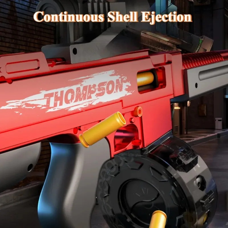 Electric Soft Bullet Toy Gun with Throwing Shell Submachine Gun Model Outdoor Shooting Games Christmas Gift for Boy Adult