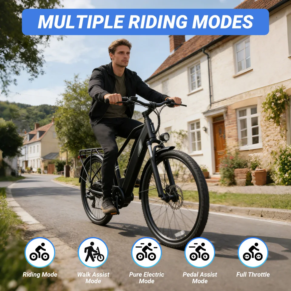 DYU C5 Adult Electric Bike 1000W Motor 480WH Lithium Battery Electric Bicycle ，7-Speed City E-Bike UL2849 Certified image 7